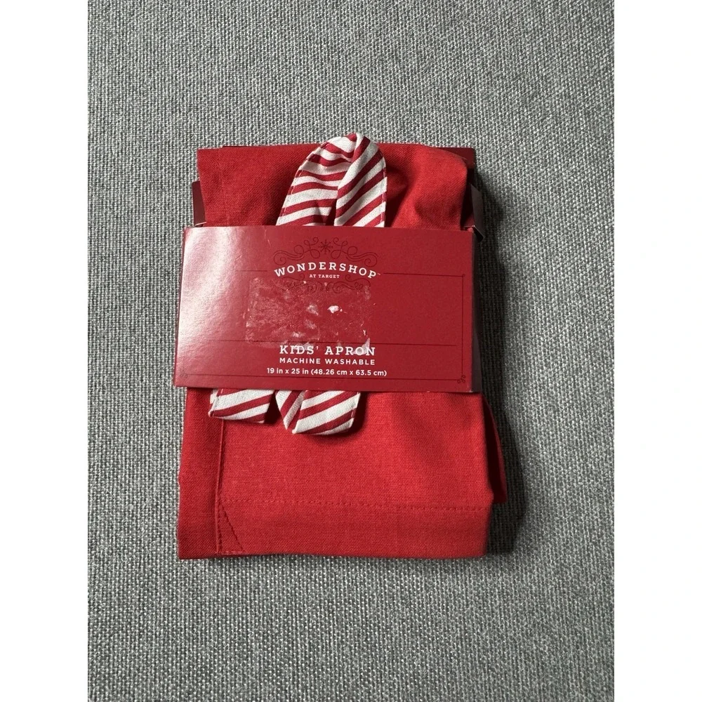 Christmas Apron Kids Red With Candy Canes Tie Waist And Attachment Around Neck
